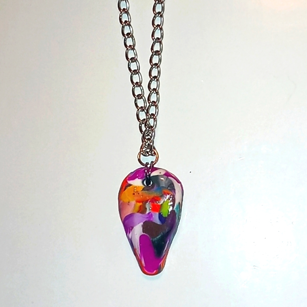 Clay Pendant-Mosaic Multicolor Necklace